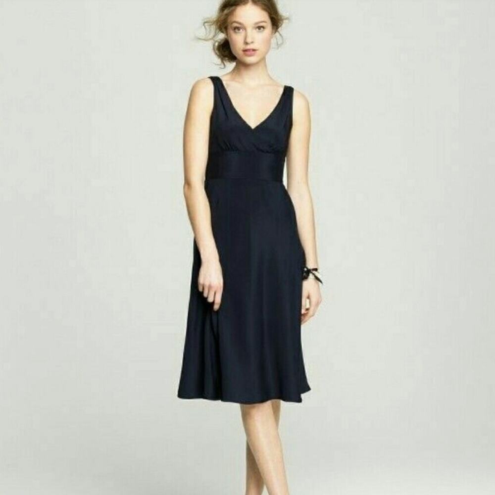 J. Crew Navy Silk Chiffon Sophia Dress